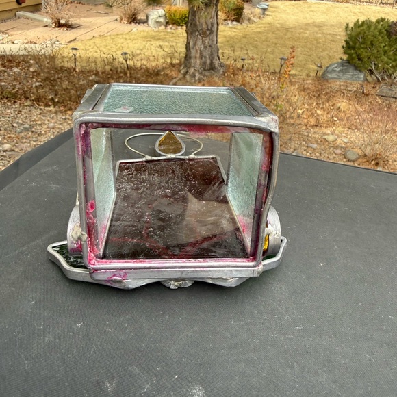 Vintage Stained Glass Christmas Holly And Candle Votive Tea Light Holder 8" - Picture 4 of 6